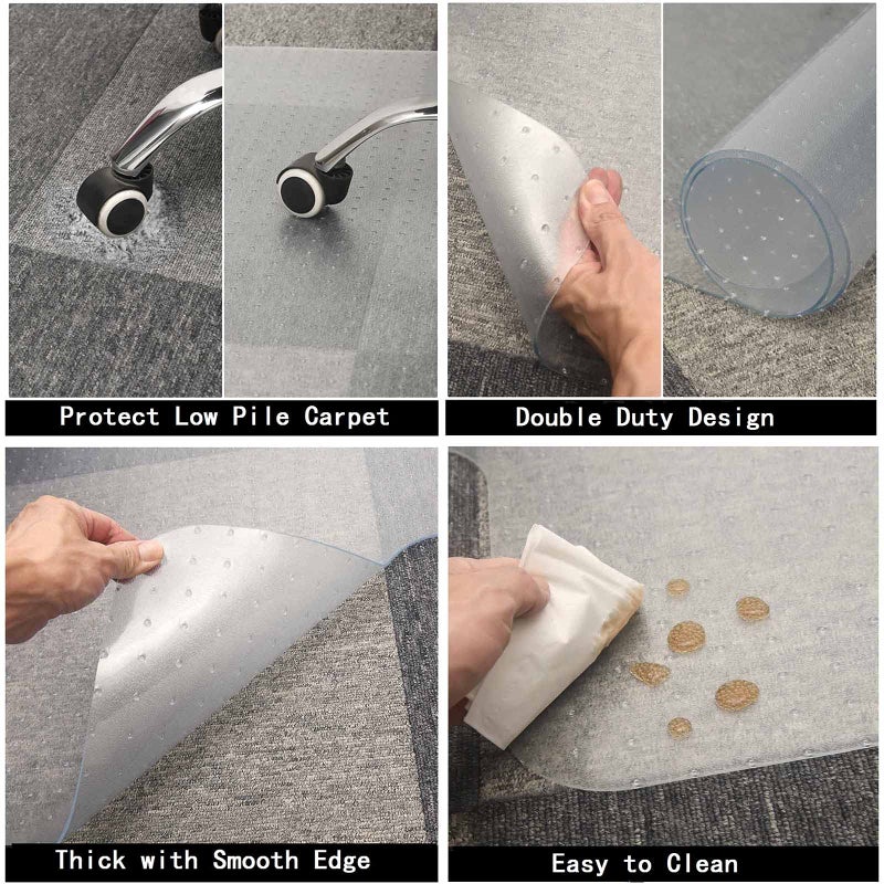 AiBOB Chair Mat for Low Pile Carpet Floors, Flat Without Curling, 36 X 48 in, Office Carpeted Floor Mats for Computer Chairs Desk - Image 3